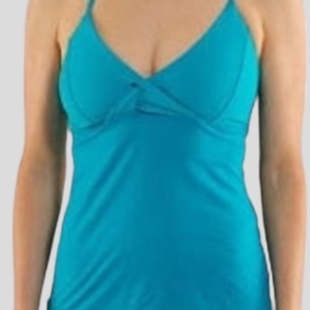 Durga blue Lululemon Pranayama cross cross front tank top size 10